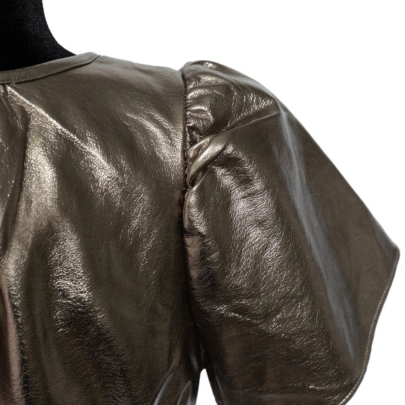 ANTHROPOLOGIE The Somerset Mini Dress: Metallic Faux Leather Edition NWOT - Picture 8 of 14